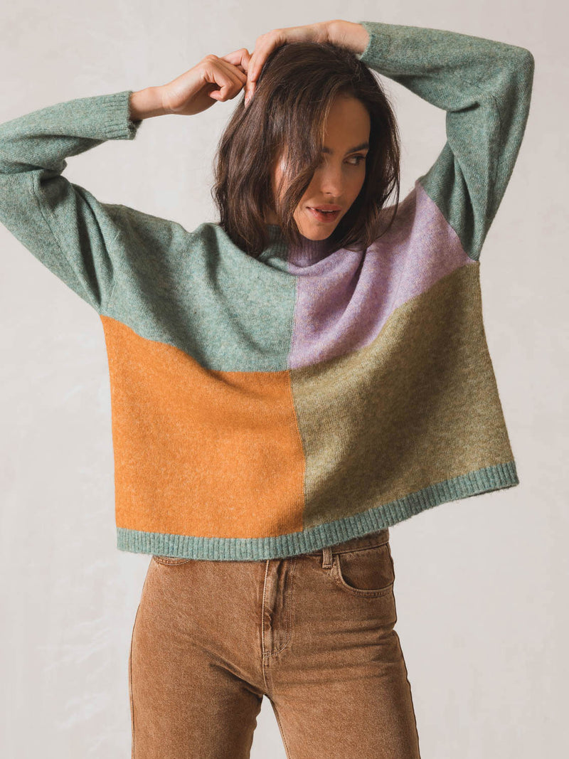 Patch Sweater Lilac/Orange