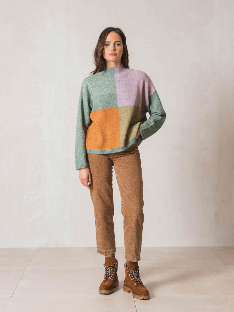 Patch Sweater Lilac/Orange