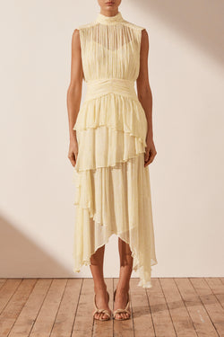 Gina Sleeveless Ruched Midi Dress ON SALE