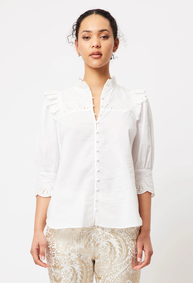 Elysian Embroidered Cotton Blouse ON SALE
